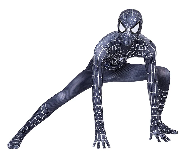 Человек-паук черный Веном дети взрослый супер герой лайкра Человек-паук Герой зентай Хэллоуин костюм с маской