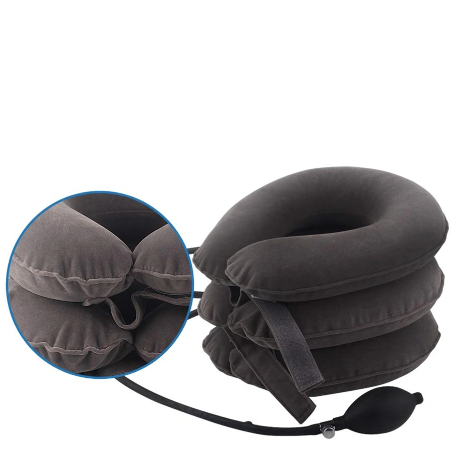Трехслойная портативная воздушная надувная Шейная Шея Тяговый воротник Подушка брекет для головы назад плечо обезболивающий инструмент