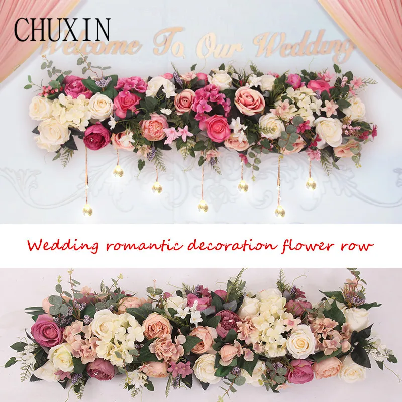 

100cm Wedding props welcome area Artificial flower row wedding Scenes arrangement fake flower Large event arch wall decoration