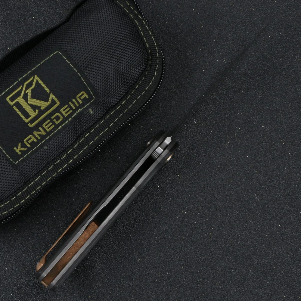 Kanedeiia carbon fiber handle Flipper F3 folding knife M390 blade titanium lined camping hunting pocket fruit knife EDC tools