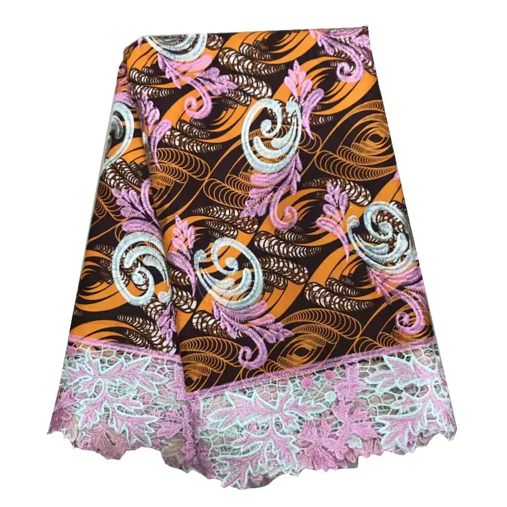 Гипюровая кружевная ткань, вышитая Высококачественная африканская восковая кружевная ткань со шнуром, швейцарское кружево с водой для платья 91113