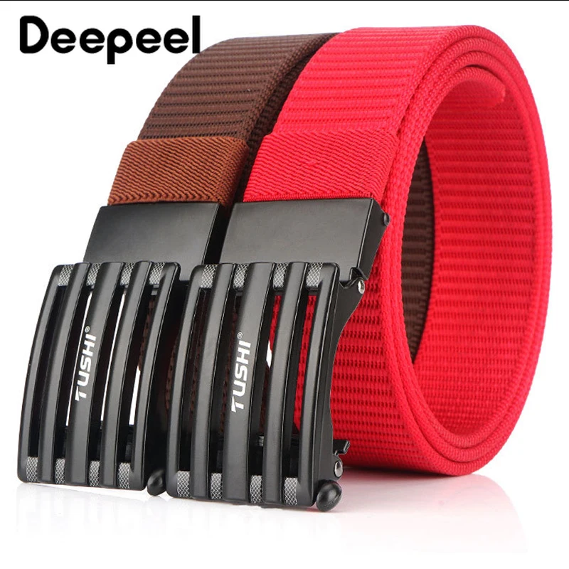 Deepeel 1 шт. 3,4*120 см мужской ремень из сплава с автоматической пряжкой нейлоновый Повседневный Пояс для диких джинсов Высокое качество дизайнерский пояс YB401