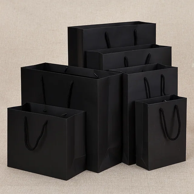 50/100pcs Thick Black White Kraft Paper Tote Bags Biodegradable & Eco Disposable » Eco Trading Marketplace 7