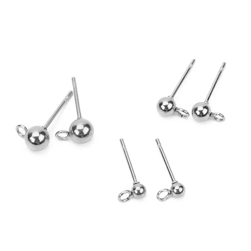 20pcs Ball Post Earring Studs Ear Pin Earrings with Loop with