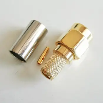 

RF Coax Connector Socket RPSMA RP SMA Male Crimp for LMR195 RG58 RG142 RG223 RG400 Cable Plug Gold Plated Coaxial RF Adapters