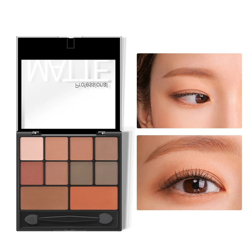 

10-color Matte Eyeshadow Palette With Brush Long Lasting Colorfast Waterproof Smudge-proof Eye Shadow Pallete