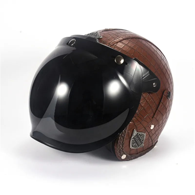 Ручной работы ретро мотоциклетный шлем для мужчин и женщин Harley шлем педаль круизер кожаный шлем с темно-коричневым pao jing