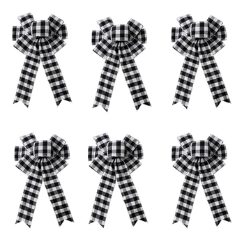 

6 Pcs of Water Lattice Halloween Thanksgiving Christmas Bow, DIY Christmas Tree Pendant Decoration