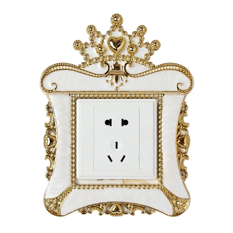 

European Acrylic Switch Sticker Crown Shape Resin Switch Sleeve Socket Set Wall Decorative Cover Home Accessories