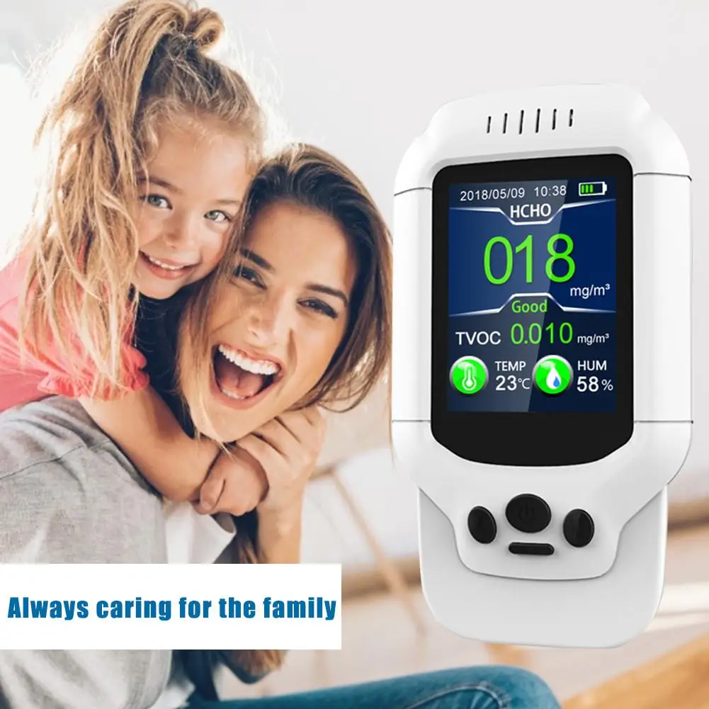 Air Quality Monitor Versatile Formaldehyde TVOC Detector Temperature Humidity Meter for Indoor Pollution Monitoring