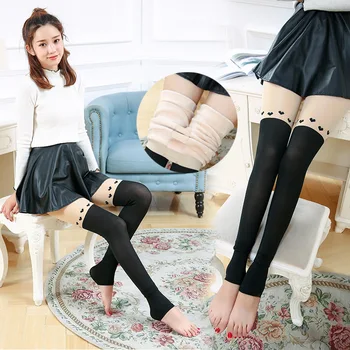 

Autumn Winter Cartoon Stockings Thickening Plus Velvet Warm Double Layer Over Knee High Student Cartoon Stockings