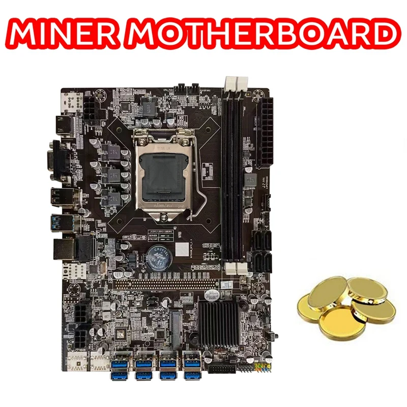 B75 BTC Mining Motherboard+Random CPU+SATA Cable LGA1155 8XPCIE USB Adapter DDR3 MSATA B75 USB BTC Miner Motherboard cheap pc motherboard