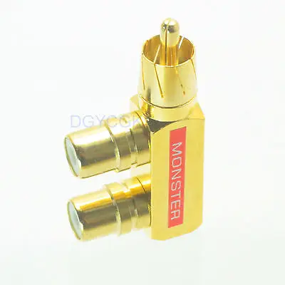 

DHL/EMS 50 pcs Conversion Adapter RCA male to 2x RCA female F type for Communication red -h2