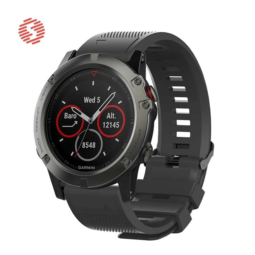 ShengOne correa de silicona suave para Garmin Fenix 5 Garmin Fenix 5 5S 5X 20 22 26MM de ancho correa de reloj de reemplazo para Garmin Fenix 3 Sapphire Garmin Fenix 5 3HR