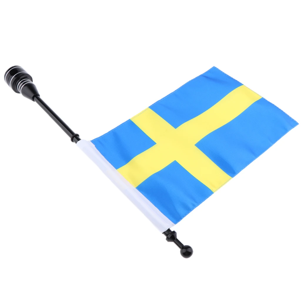 Motorcycle Sweden Flag Pole Mount Custom Rack Luggage Flag For Harley