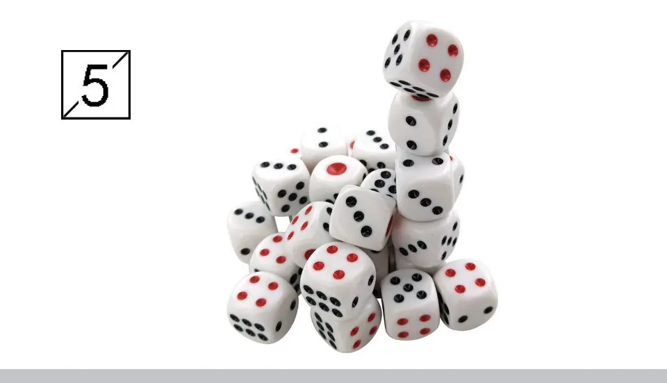 Yernea 30PcsLot White Dice Set Acrylic Point Drinking Dice 16mm Round Corner Hexahedron Dice Black Red Point Club Party Table Games (6)