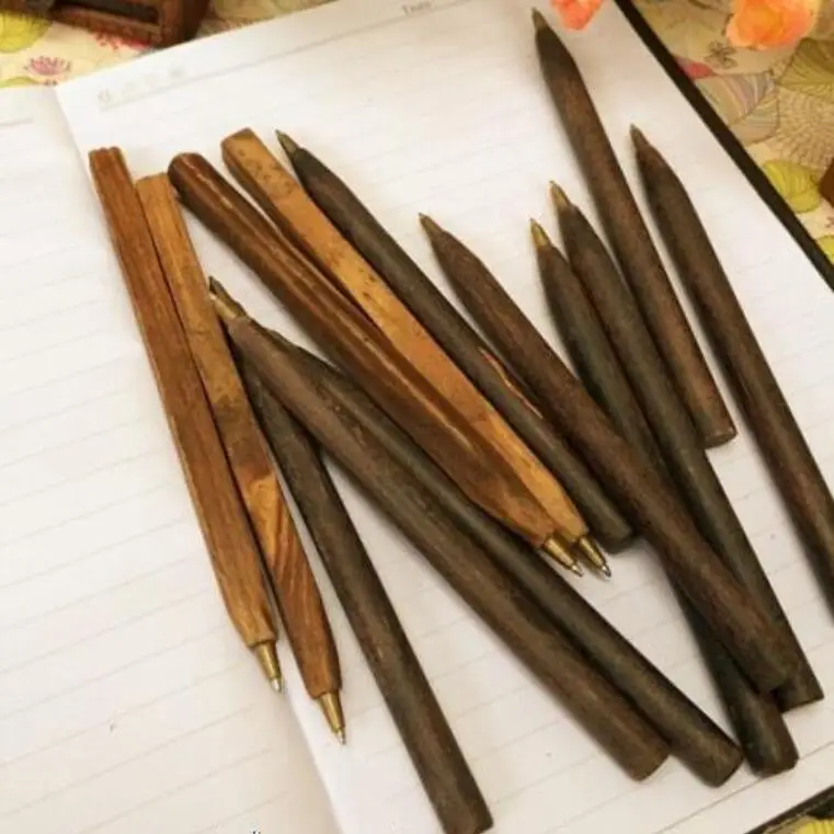 

3pcs/lot Unique Design Square Stick Wood Color Brown Branch Ballpoint Pen Writing Supplies Environmental