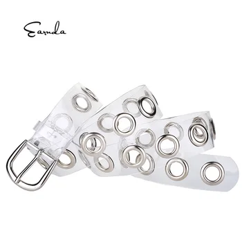 

Earnda Fashion Women's Transparent Resin Plastic Waist Belts Metal Circle Buckle Porous Clear Jeans Dress Decoration Waistba
