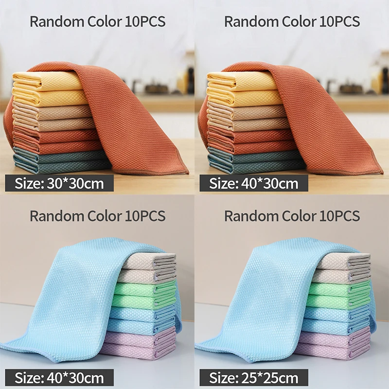 8/10/15PCS/Set Fish Scale Rags Glass Wipes Cleaning Cloths Dishwashing Towels Kitchen Accessories Household Cleaning Tools Cloth images - 6