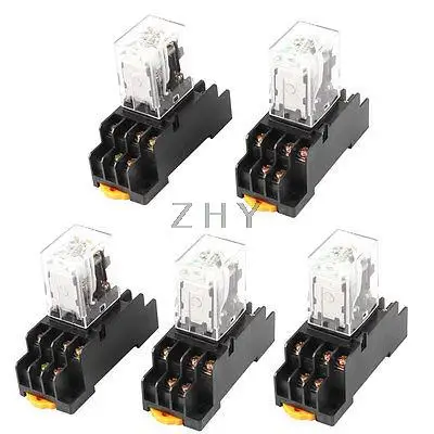 DC 12V Катушка зеленая индикаторная лампа 3PDT 11 контактов реле питания 5 шт. +