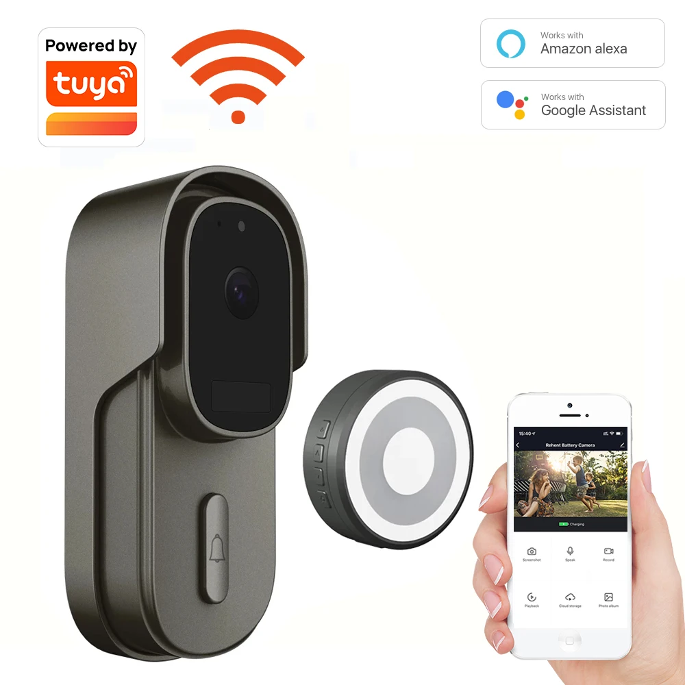 

Tuya Smart 1080P WiFi Video Doorbell Camera,Work with Alexa, Google Home,Waterproof Camera with Motion Detection Smart Life App