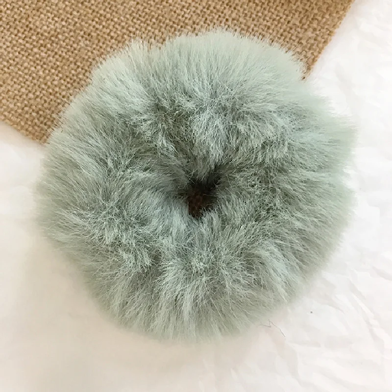 True Rabbit Fur Scrunchie Plush Hair Rope Soft Elastic Hair Bands Cute Women Girls Ponytail Hair Holder Fashion Hair Accessories