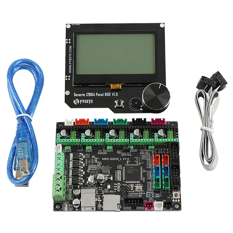 Материнская плата для 3d принтера Mks Sgen L+ Generic 12864 панель Rgb V1.1 ЖК-дисплей совместимый с Ramps Marlin - Цвет: Black