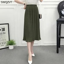 Повседневная юбка в складку для женщин s Весна Лето Новая мода средней длины шифоновые женские юбки элегантная женская одежда