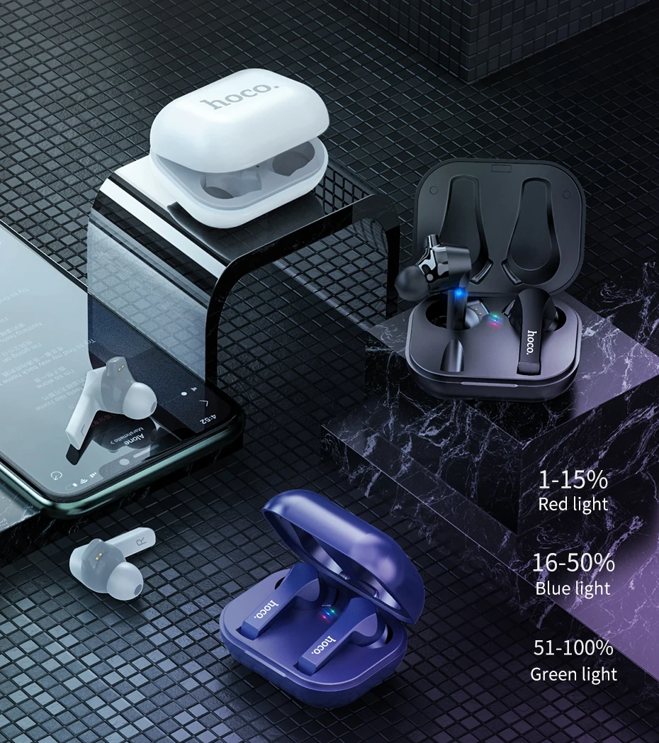 Fone de Ouvido Inteligente sem Fio Tws sem Fio Hoco Bluetooth Controle Toque Fones 3d Estéreo Baixo Gaming Esporte Tws 5.0 6 Eletrônicos