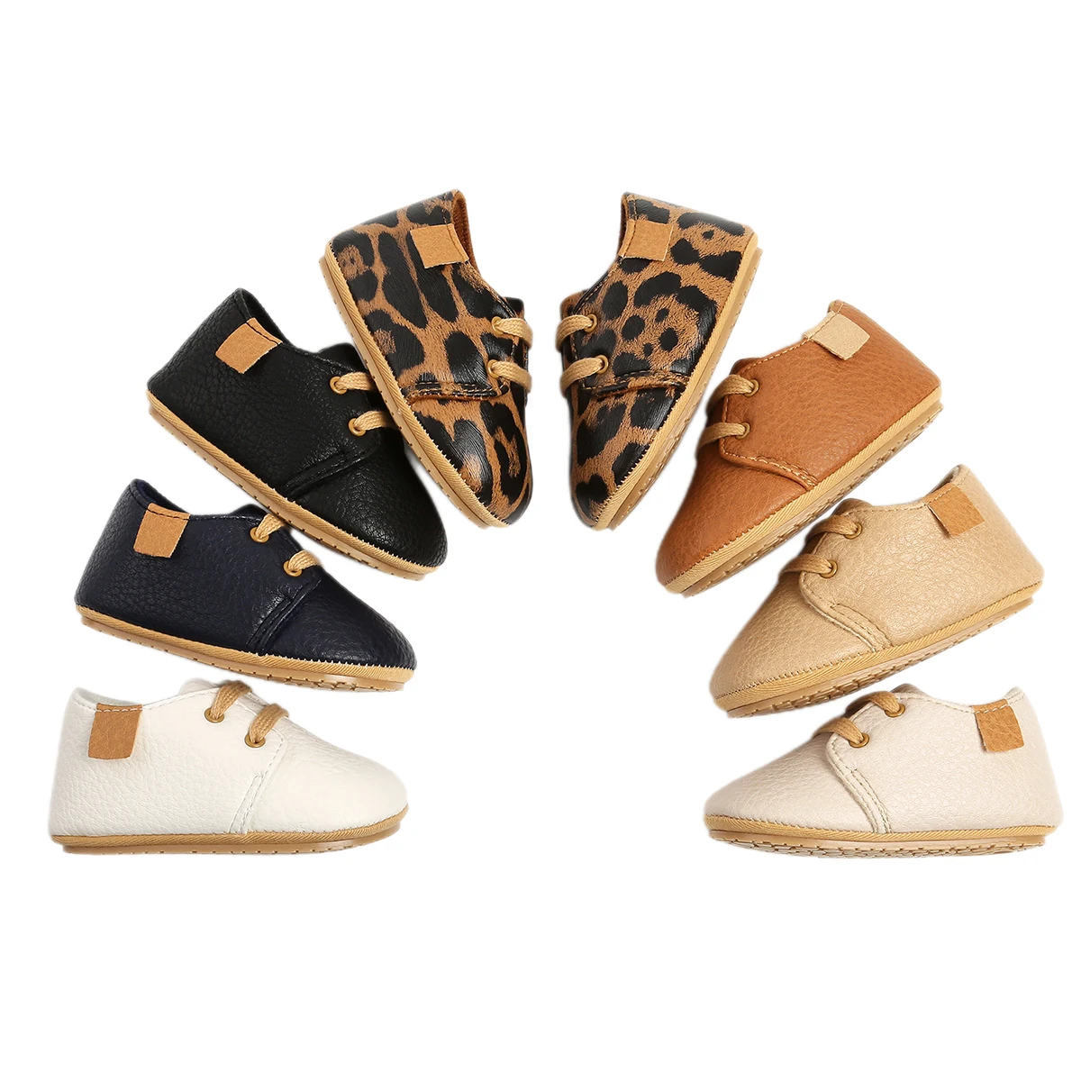 Zapatos informales de corcho con cordones para recién nacidos, calzado con estampado de leopardo y piel sintética de 0 a 18M, 7 colores