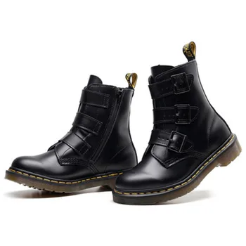 

Fashion Buckle Boots Lovers Martin Boots Black Ankle Boots for Women Punk Motorcycle Boots Autumn Winter Shoes Men/Women Shoes