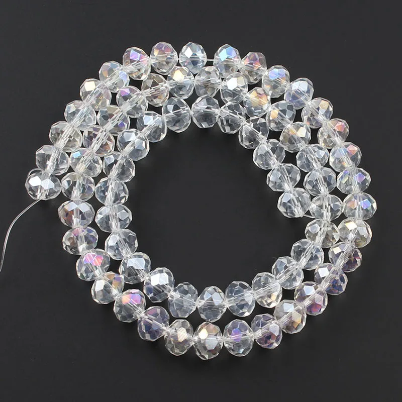 4/6/8/10/12mm Crystal Rondel Beads Wheel Faceted Glass Beads for Diy Bracelet Accessories Jewellery Making 15''/Strand Pick Size