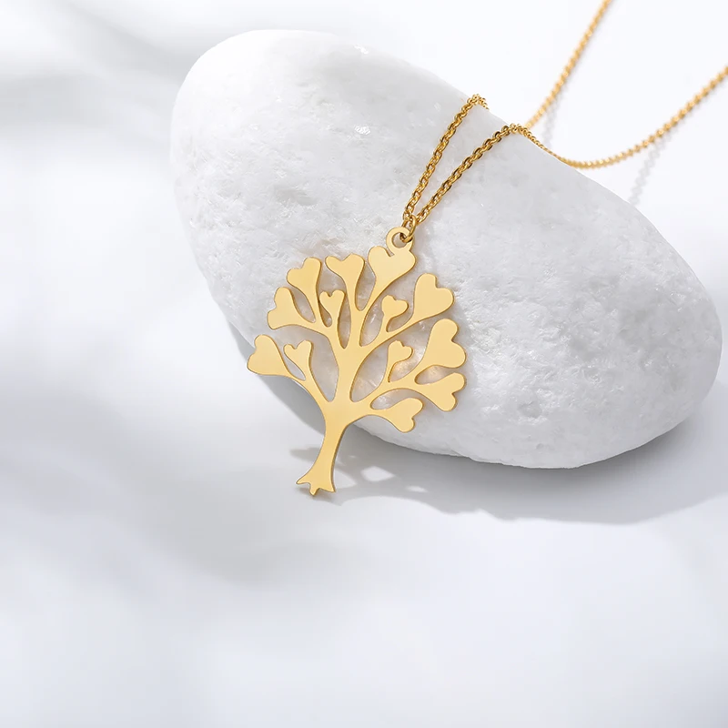 Кулон Древо жизни ожерелье из нержавеющей стали золотистого цвета романтичное в