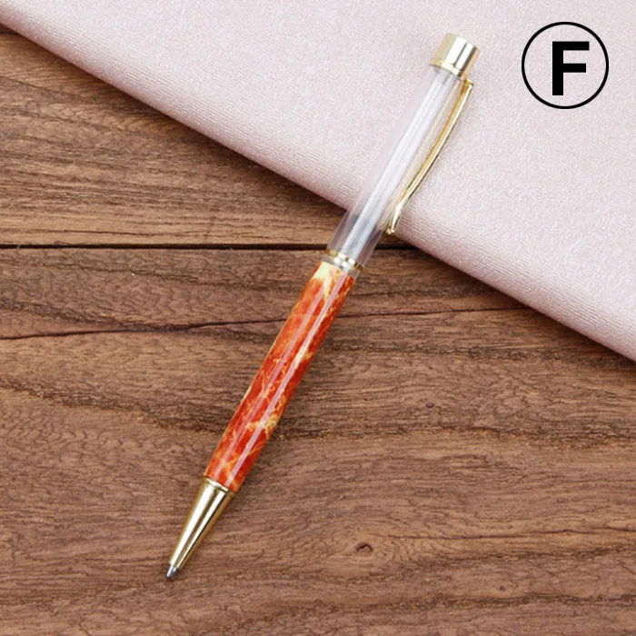 Yushun Горячая DIY креативная Хрустальная пустая стеклянная ручка металлическая шариковая ручка школьный офисный планировщик 6 цветов - Цвет: F