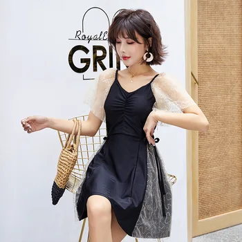 

Indoor Swimsuit Korean Swimwear Surf Suits Surfing Bathing Clothes Female Ins Windy Micro Fat Hot 2019 New Print Polyester