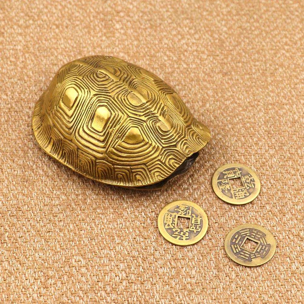 風水-中国の亀の形をした純銅のシェル,liu yao占いツール,コイン