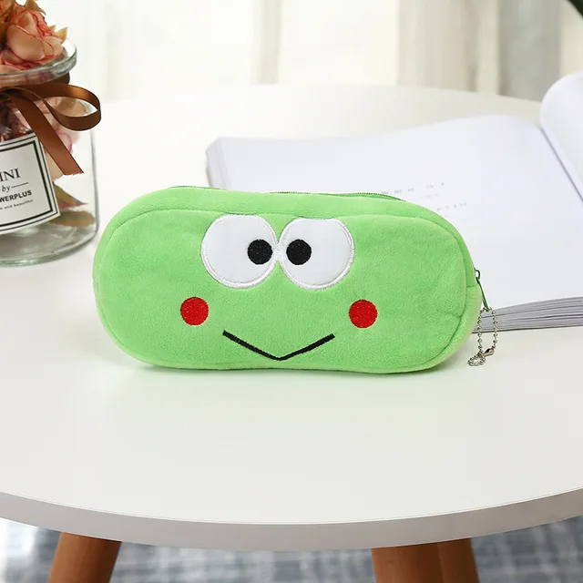 FUDEAM Soft Plush Cartoon Women Long Coin Purse Cute Zipper Girl School Stationery Pencil Case Usb Cable Storage Bag Key Wallet Frog