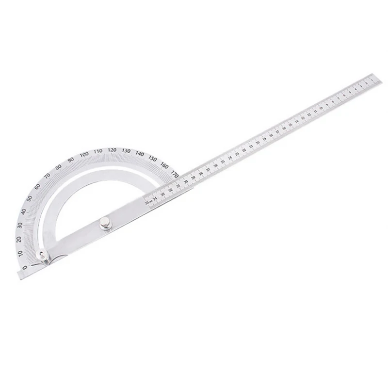 180 Degree 250 x 300mm Stainless Steel Adjustable Double-arm Angle Ruler with Round Head Rotary Protractor Tool goniometer 4