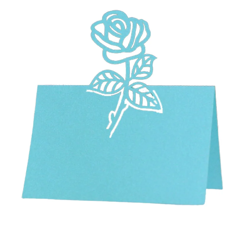 50pcs Vintage Rose Flower Laser Cut Table Name Place Cards DIY Lace Name Message Setting Card Wedding Birthday Party Favor Decor