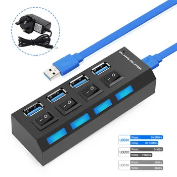 

4-In-1 USB Extention Data Transfer for PC MacBook Pro 4 Ports USB 3.0 High Speed Hub Splitter Extension Adapter for PC Laptop