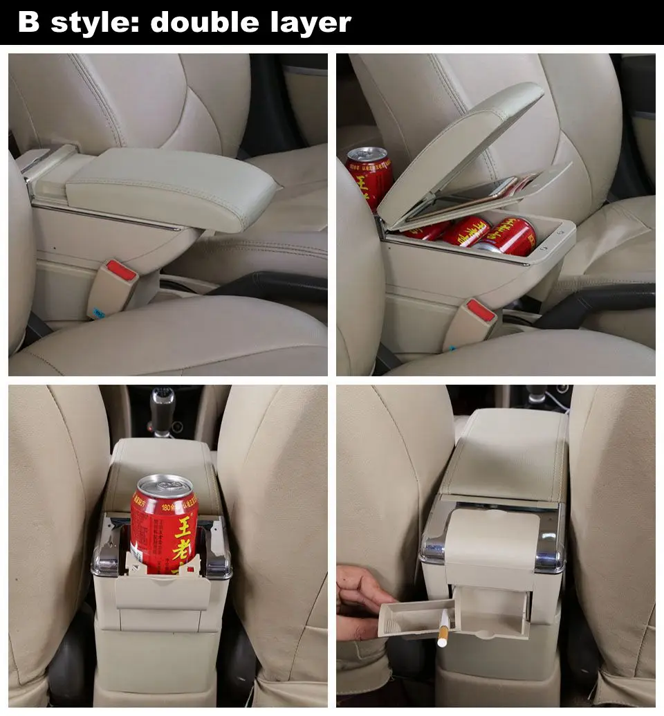 Для Nissan Terrano 3 подлокотник коробка с двойной поднятой с USB центральной консоли коробка для хранения Пепельница держатель чашки автомобильные аксессуары