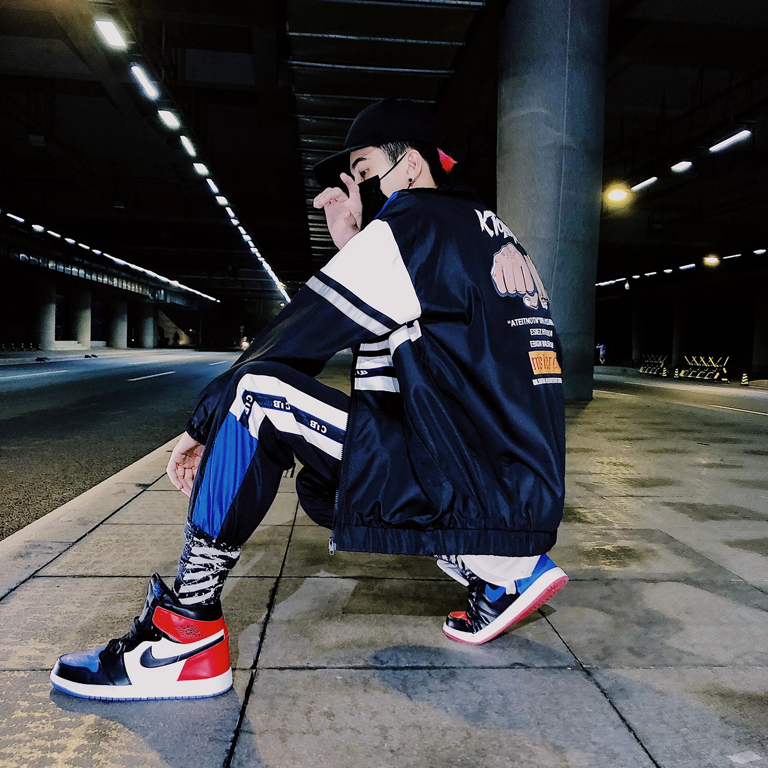 Весенне-осенний Hombre Harajuku спортивный костюм на молнии куртка+ брюки с карманами мужские наборы Молодежная Модная стильная спортивная одежда