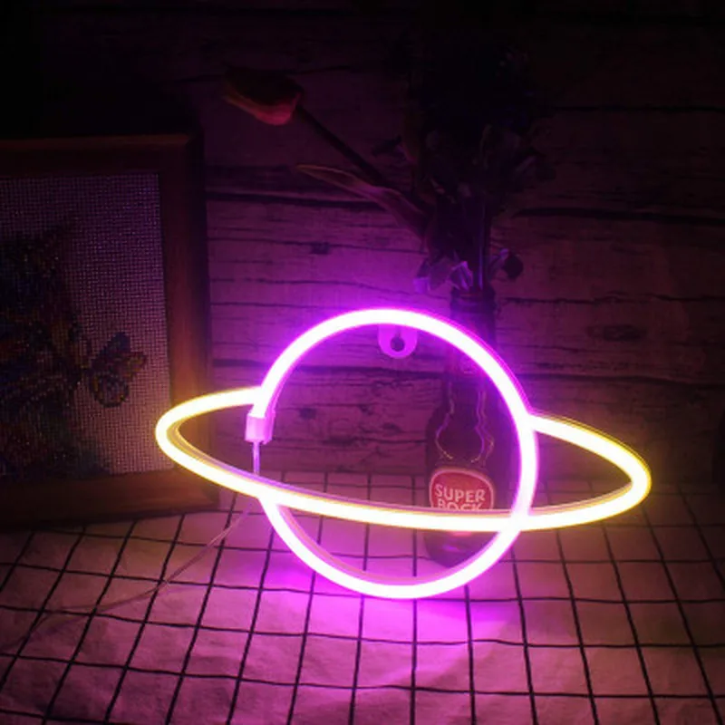 

Planet Bar Neon Sign Light Party Wall Hanging LED for Xmas Shop Window Art Wall Decor Neon Lights Lamp USB or Battery Powered