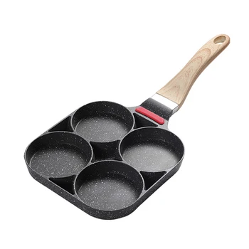 

Long Handle 4 Hole Home Aluminium Alloy Omelet Pan Burger Eggs Ham Cake Maker Easy Clean Kitchen Cooking Non Stick Frying Pot