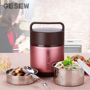 

GESEW New Portable Stainless Steel Color Insulation Lunch Box 2-layer Vacuum Insulation Multi-layer Multi-purpose Food Container
