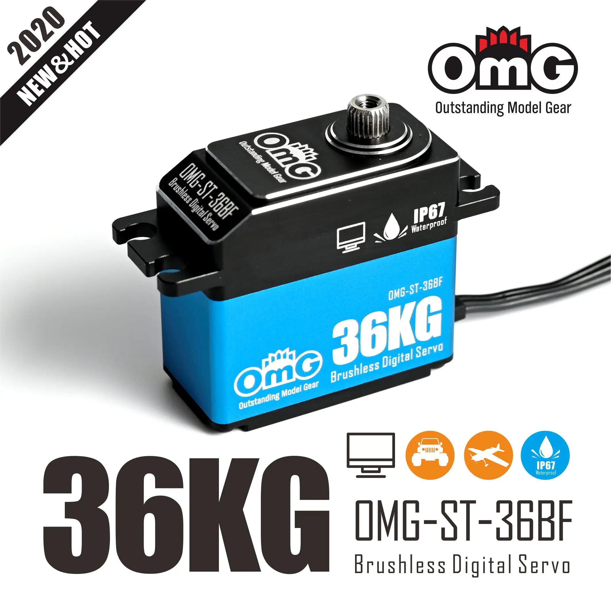 

OmG 36KG Waterproof IP67 CNC full metal high voltage digital servo Fit for 1:10/1:8 crawler, 1:10 RC Vehicle, and helicopter