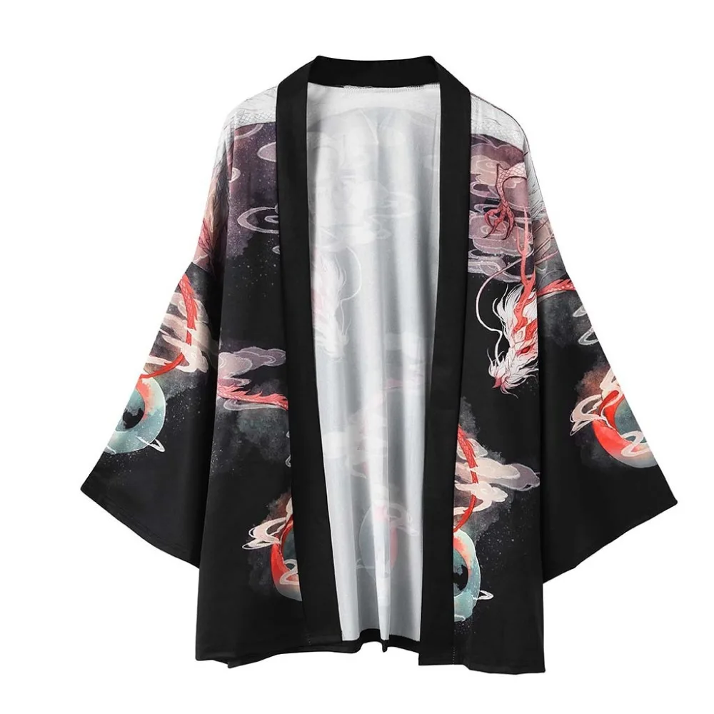 Самурайское Новое японское кимоно Haori для мужчин и женщин кардиган китайский дракон традиционный японский юкатас одежда азиатская одежда