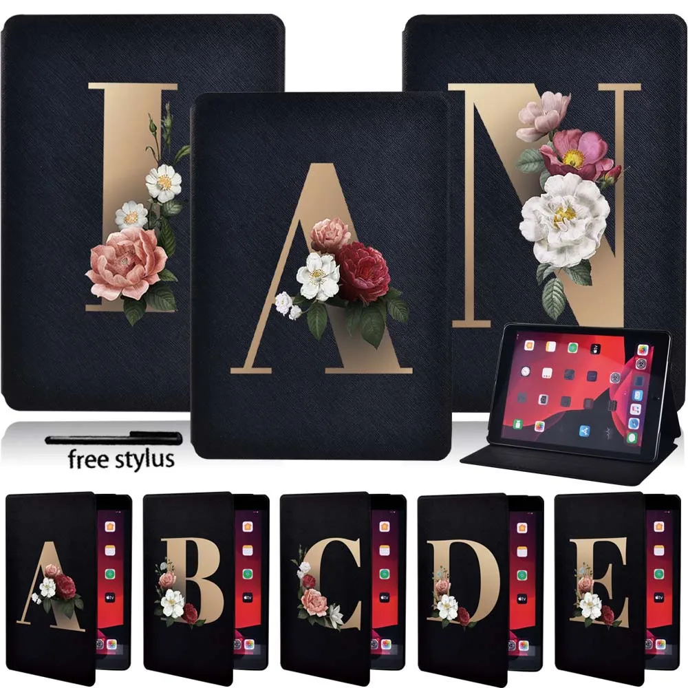 

Leather Tablet Case for Apple IPad Mini 1/2/3/4/5 / IPad 2/3/4 / IPad 5th/6th/7th Letter Anti-fall Stand Cover + Stylus