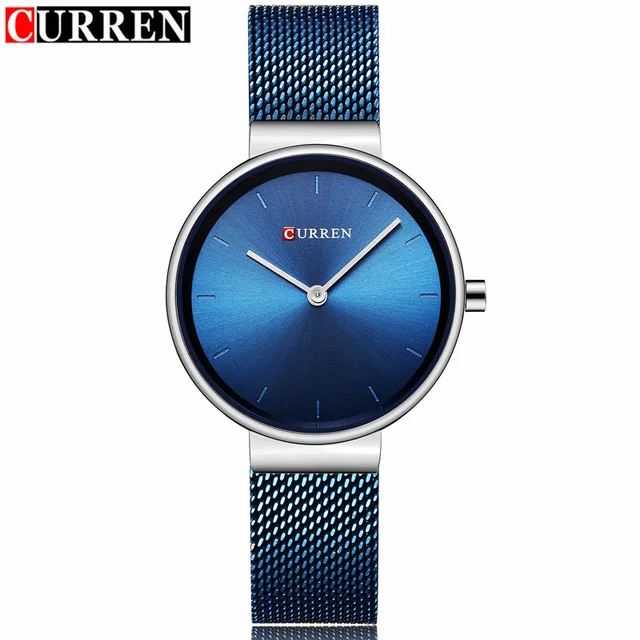 CURREN 9016 женские часы люксовый бренд сетчатый ремень женские кварцевые женские часы спортивные Relogio Feminino Montre Femme наручные часы - Цвет: blue blue