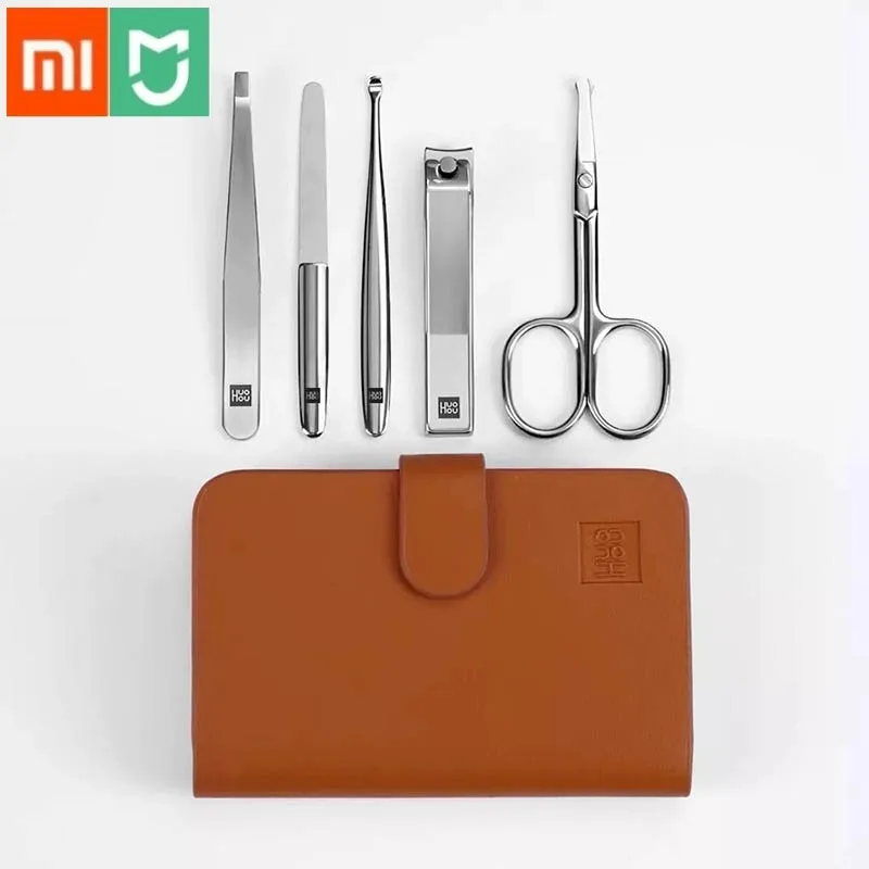 Xiaomi Huohou 5 шт. новые маникюрные кусачки для ногтей триммер для волос в носу портативный дорожный гигиенический комплект из нержавеющей стали набор инструментов для ногтей